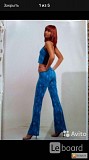 Костюм брючный испания 46 м голубой клеш стретч летний женский бирюзовый легкий модный нарядный стил Москва объявление с фото