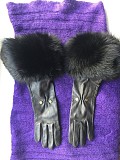Перчатки новые versace италия кожа черные мех лиса песец двойной размер 7 7,5 44 46 s m Москва объявление с фото