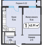 1-к квартира пл. 44 кв.м. Минеральные Воды объявление с фото