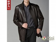 Продам новое мужское 54/180 пальто кожа Швеция черный весна-осень Новосибирск объявление с фото